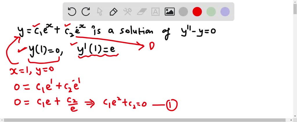 SOLVED: In this problem, y = c1e^x + c2e^(-x) is a two-parameter family ...