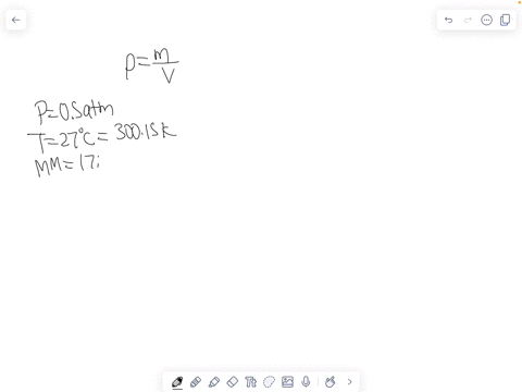 what-is-the-density-of-a-sample-of-ammonia-gas-leftmathrmnh_3right-if-the-pressure-is-05-mathrmatm-and-the-temperature-is-270circ-mathrmc-answer-iry-units-of-mathrmg-mathrml-060-mathrmg-mathrml-85-mat
