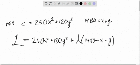 suppose-the-joint-cost-function-of-a-firm-producing-two-products-x-and-y-is-given-by-c-250x2-120y2-assuming-that-output-of-the-two-products-is-restricted-at-1480-using-lagrangian-multiplier-02704