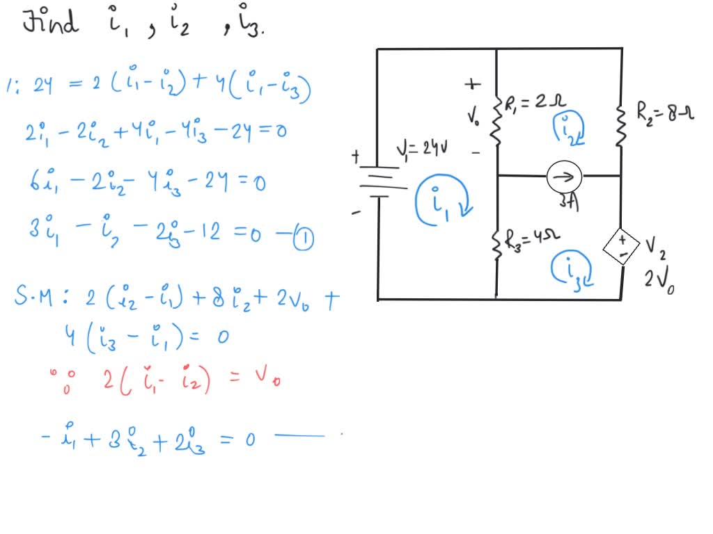 SOLVED: Use mesh analysis to find the currents i1, i2, and i3 in the ...