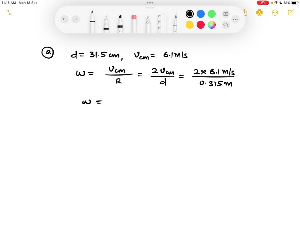 SOLVED rotational motion A soccer ball of diameter 31.5 cm rolls