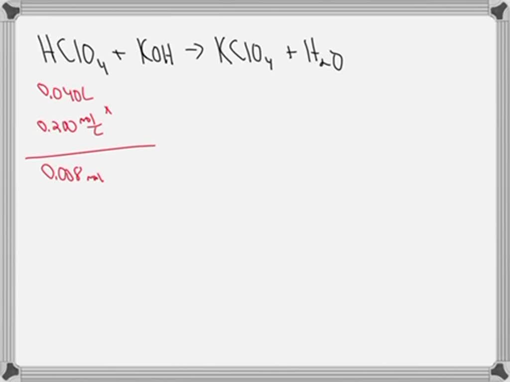 Solved Consider The Titration Of Ml Of M Hclo By M Koh What Is The Ph After