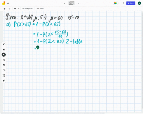 for-a-normal-distribution-with-a-mean-of-60-and-a-standard-deviation-of-10-find-the-proportion-of-the-population-corresponding-to-each-of-the-following-a-scores-greater-than-65-b-scores-less-69023
