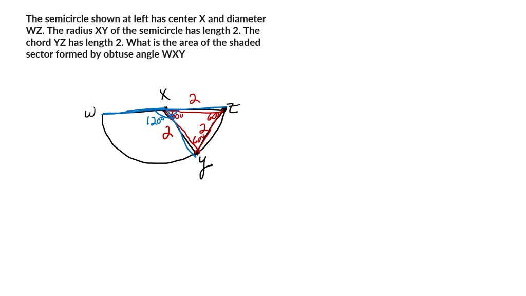 Solved The Semicircle Shown At Left Has Center X And Diameter Wz The Radius Xy Of The 4703