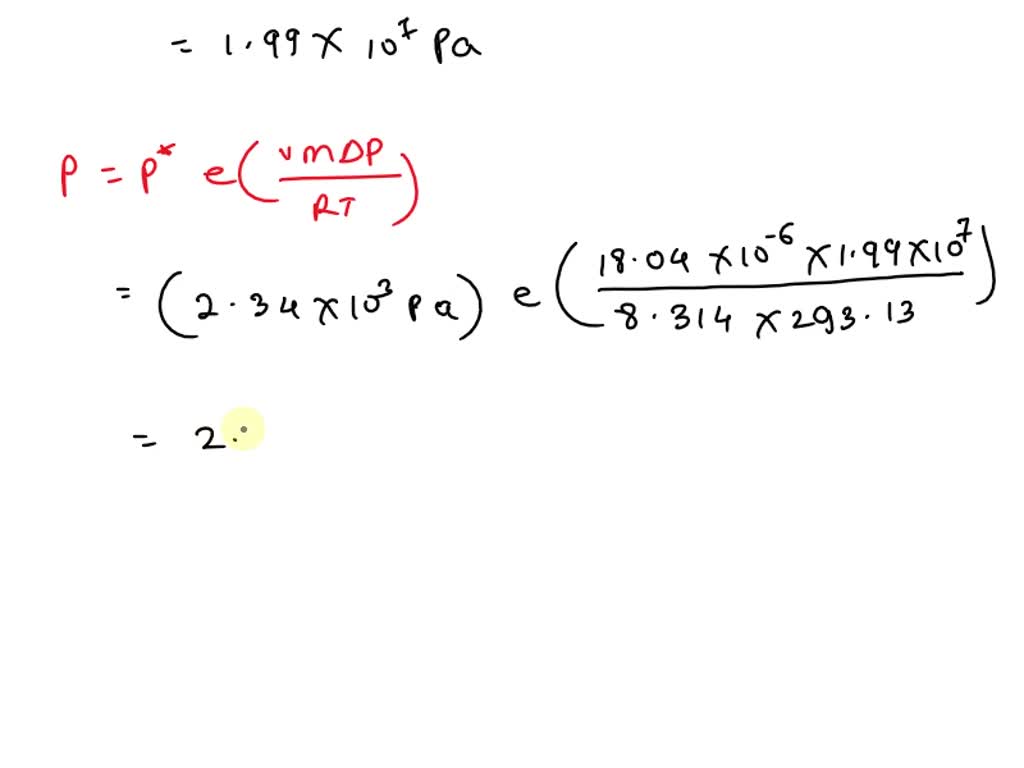 Pressure was exerted with a piston on water at 20 Â°C. The vapor