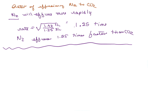 1-under-conditions-in-which-the-density-of-co2-is-196-g-l-and-that-of-n2-is-125-gl-which-gas-will-effuse-more-rapidly-what-will-be-the-ratio-of-the-rates-of-effusion-of-n2-to-co2-2-arrange-the-followi