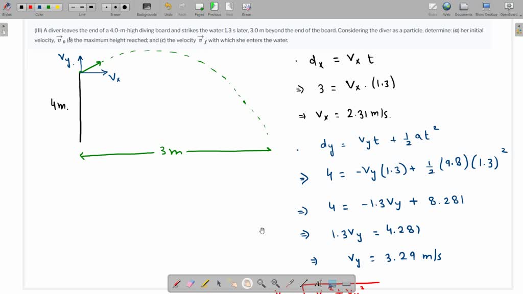 SOLVED 8. A diver leaves the end ofa 4.0 m high diving board and