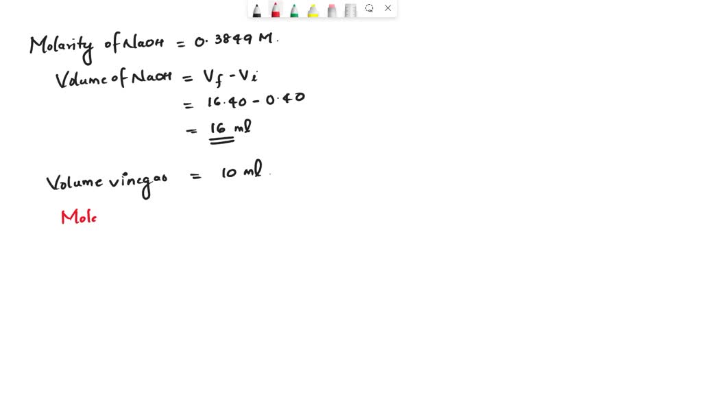 SOLVED DATA SHEET Volume of diluted vinegar solution Dilution factor
