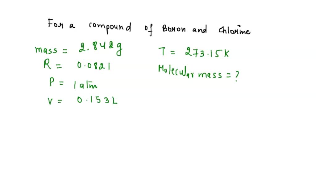 SOLVED A sample of a gaseous binary compound of boron and chlorine