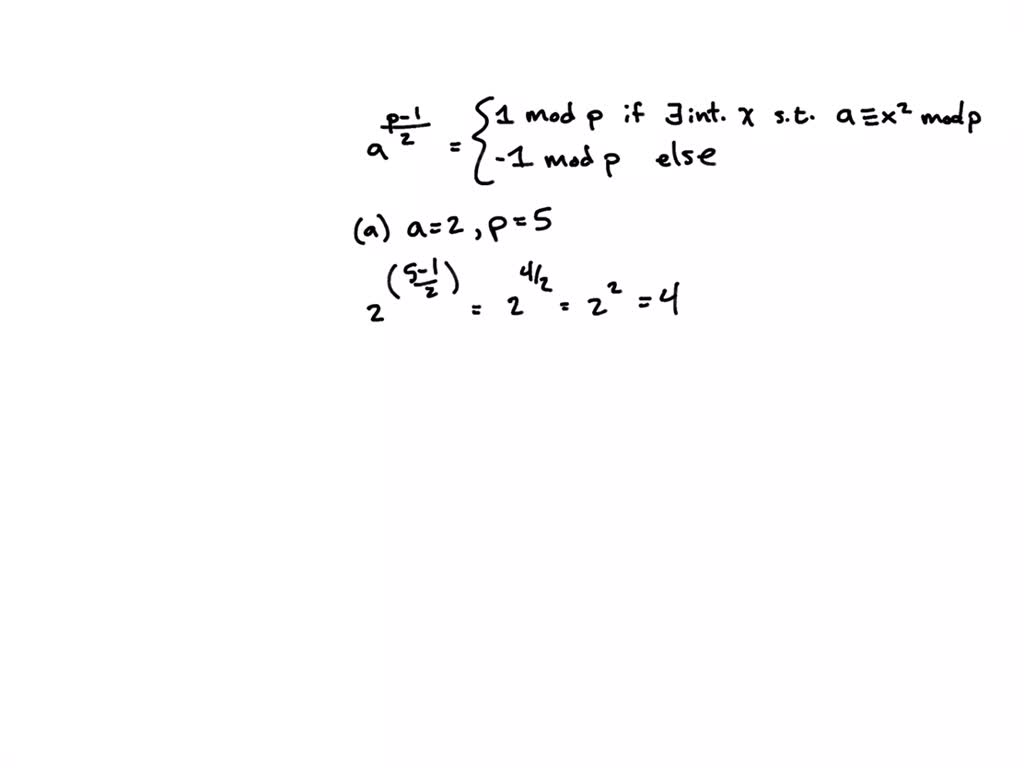 SOLVED: Determine Whether 3 Is A Quadratic Residue Modulo 83: (a) Using ...