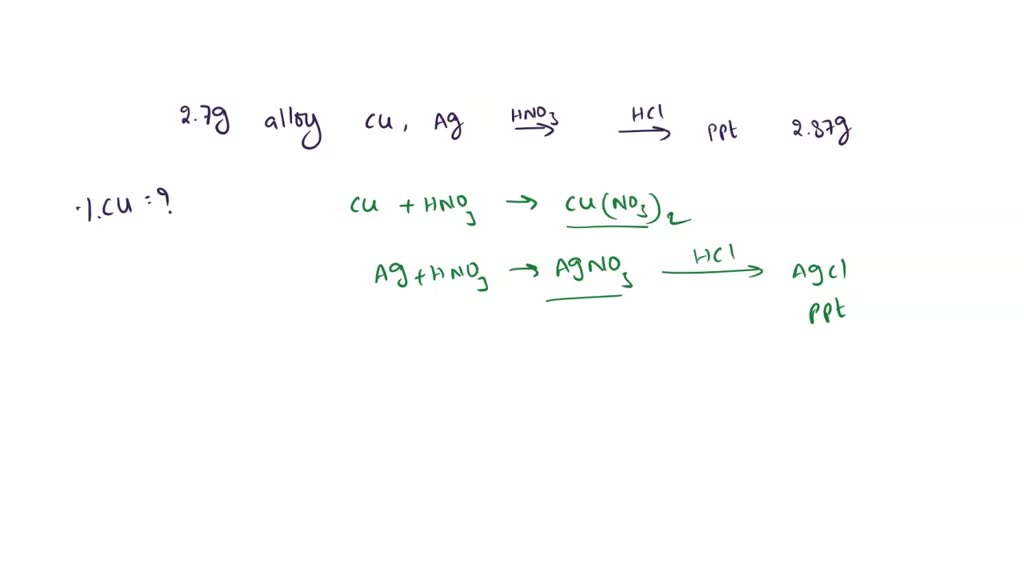 SOLVED A quantity of 2.7 g of an alloy of copper and silver was