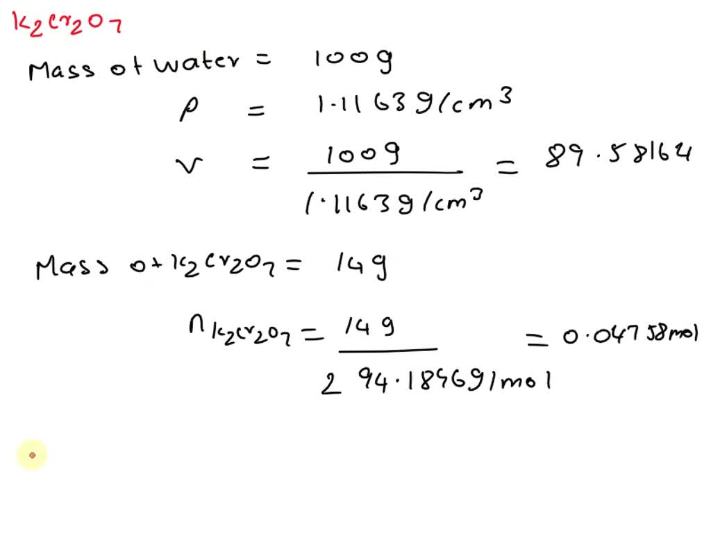 SOLVED: A Solution Of Potassium Chromate (K2CrO4) In Water Is 14.00% ...