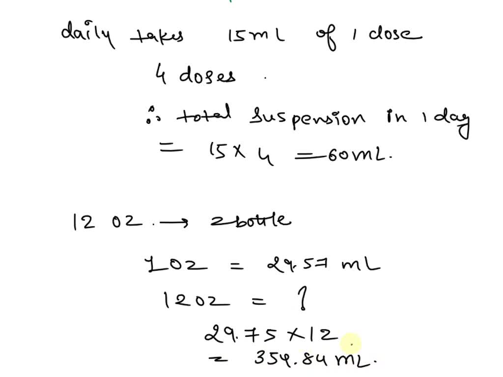 SOLVED: A patient has been instructed to take 15ml of alumina and ...