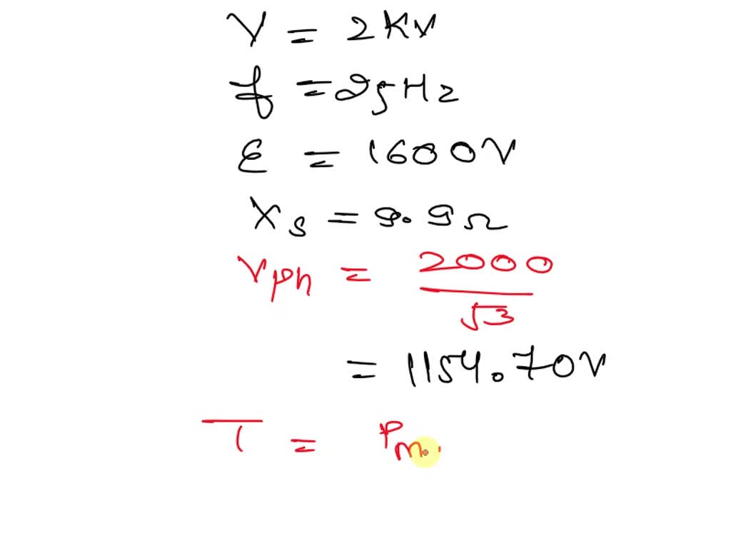 SOLVED: The per-phase excitation voltage of a single-phase synchronous