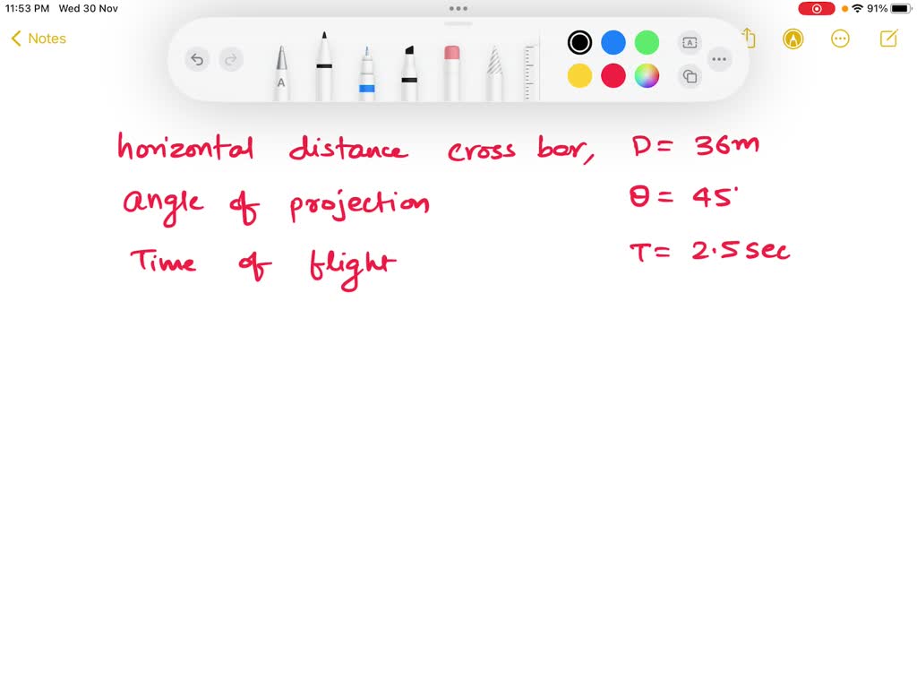 A football kicker is attempting a field goal from 36m out. The ball is