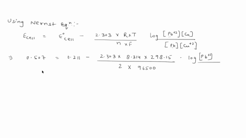 5-an-electrochemical-cell-is-composed-of-pure-copper-and-pure-lead-electrodes-immersed-in-solution-of-their-respective-divalent-ions-for-a-06m-concentration-of-cu2-the-lead-electrode-is-oxid-66446