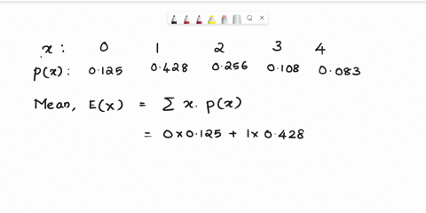 9-a-probability-distribution-is-shown-to-the-right-by-hand-find-the-mean-and-standard-deviation-for-the-random-variable-x-where-x-represents-the-number-of-bicycles-per-household-in-a-town-of-77652