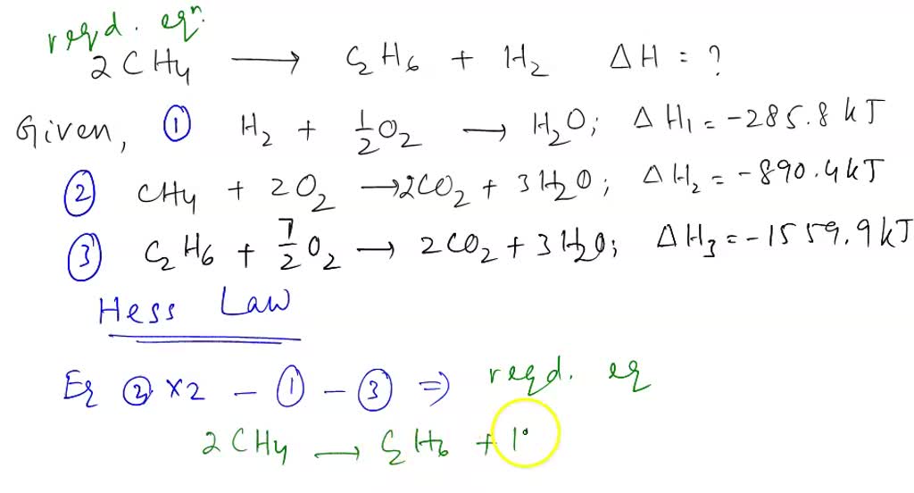 SOLVED Determine the heat for the following reaction 2CH4 g