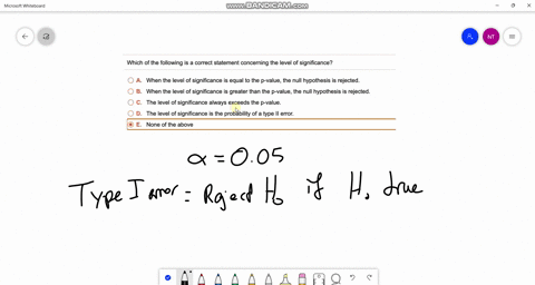 which-of-the-following-is-a-correct-statement-concerning-the-level-of-significance-0a-when-the-level-of-significance-is-equal-to-the-p-value-the-null-hypothesis-is-rejected-0-b-when-the-leve-85474