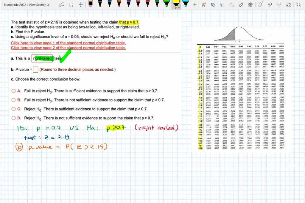 SOLVED: The Test Statistic Of Z = 1.88 Is Obtained When Testing The ...