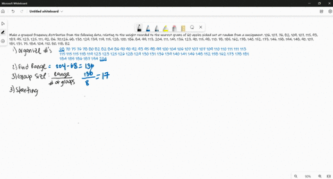 make-a-grouped-frequency-distribution-from-the-following-data-relating-to-the-weight-recorded-to-the-nearest-grams-of-60-apples-picked-out-at-random-from-a-consignment-106-107-76-82-109-107-26784