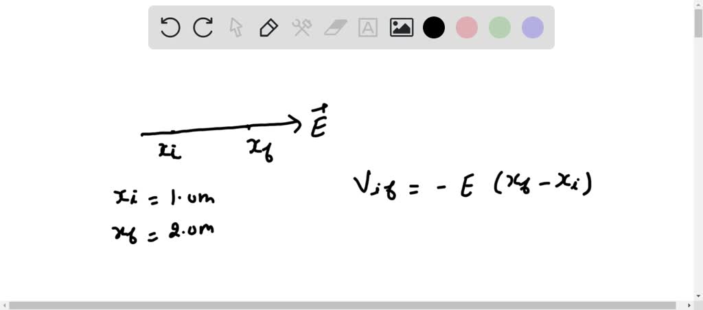 SOLVED: What is the potential difference between xi = 1.0 m and xf = 2. ...