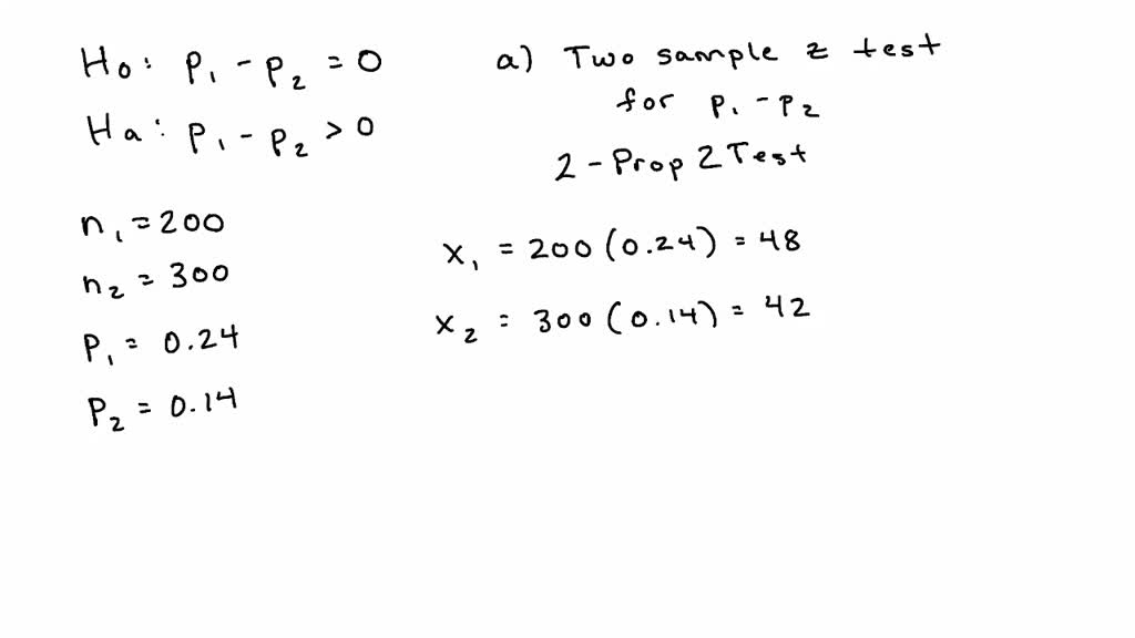 SOLVED: Consider The Hypothesis Test. H0: P1 - P2 â‰¤ 0 Ha: P1 - P2 > 0 ...