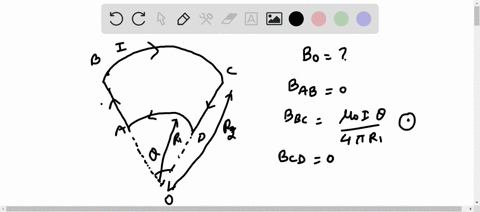 loop-of-wire-was-bent-into-the-shape-shown-below-two-arcs-connected-by-radial-wires-if-the-angle-8-is-in-units-of-radians-what-is-the-magnitude-and-the-direction-of-the-magnetic-field-at-poi-56813