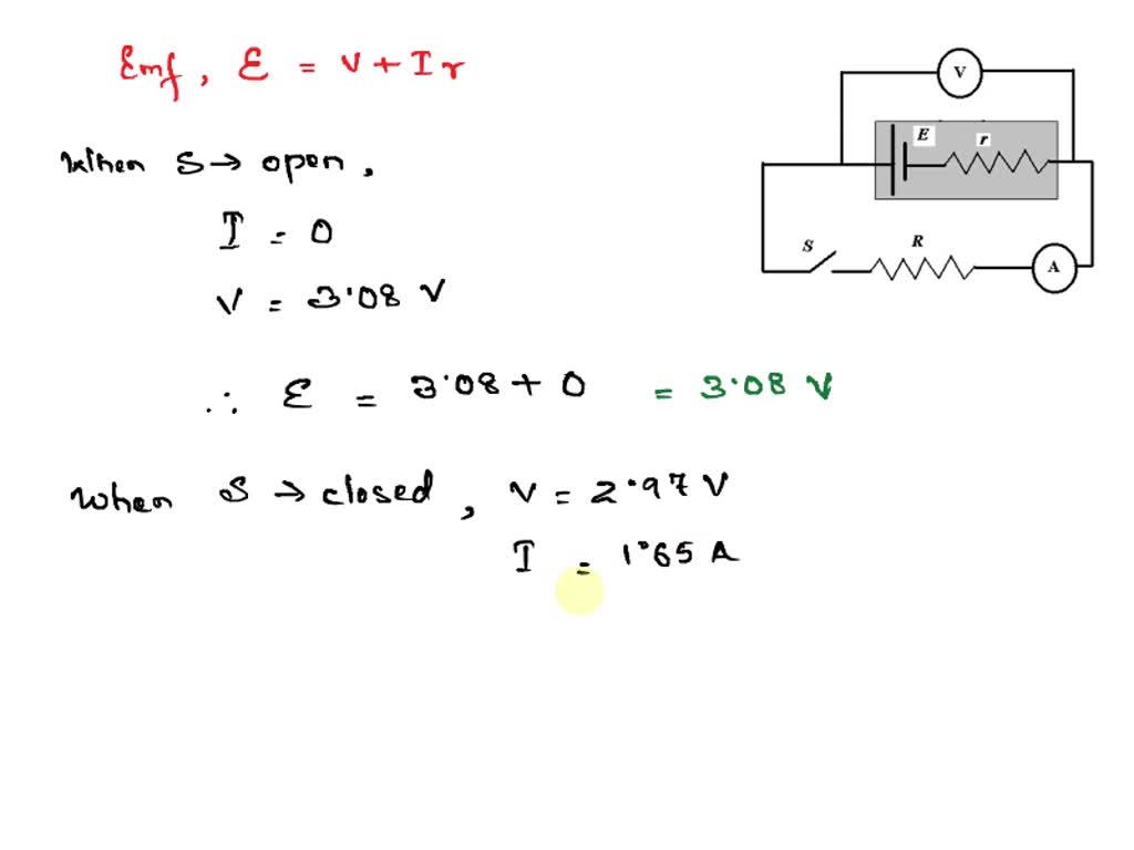 SOLVED In the circuit below, when the switch "S" is open the Voltmeter