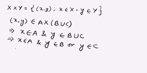 given-sets-x-and-y-the-cartesian-product-of-x-and-y-is-defined-as-follows-xxy-xylxexyey-show-that-for-all-sets-ab-and-axb-u-c-axb-u-axc-86673