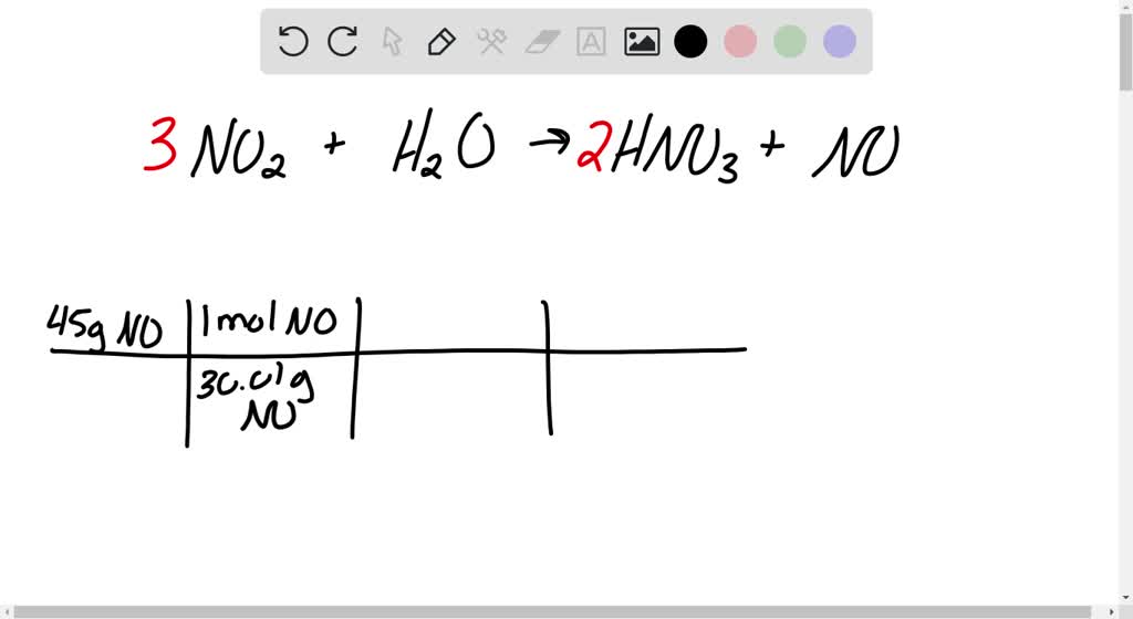 SOLVED Nitrogen dioxide and water react to produce nitric acid, HNO3