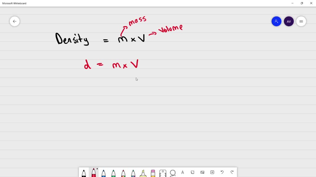 SOLVED: 'The density of a substance is given by the equation: d = m V ...