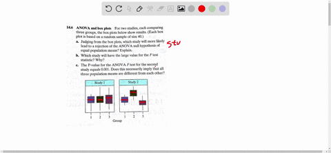 146-anova-and-box-plots-for-two-studies-each-comparing-three-groups-the-box-plots-below-show-results-each-box-plot-is-based-on-a-random-sample-of-size-40-a-judging-from-the-box-plots-which-s-54273