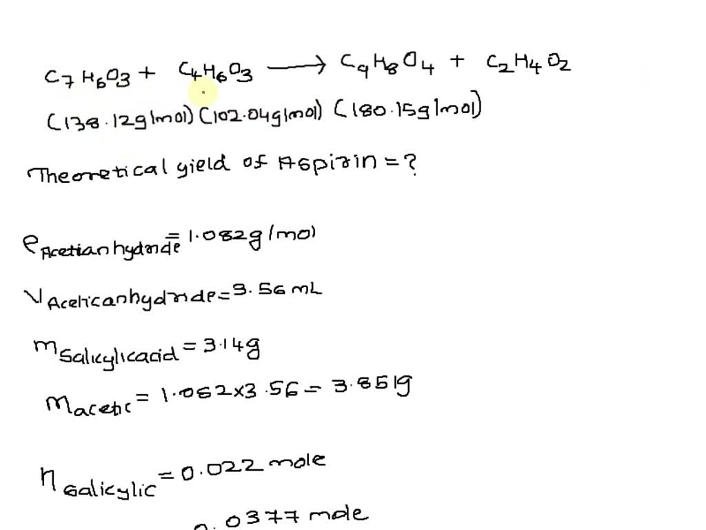 SOLVED Aspirin can be prepared from salicylic acid (C7H6O3), which has