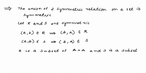 the-union-of-two-symmetric-relation-on-a-set-is-symmetric-select-one-true-false-37382