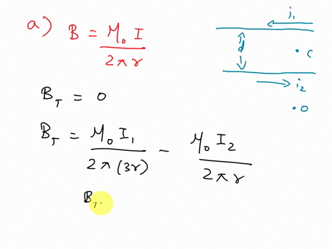 two-long-straight-parallel-wires-separated-by-a-distance-d-carry-currents-in-opposite-directions-as-shown-in-the-figure-the-bottom-wire-carries-a-current-of-60a-point-c-is-at-the-midpoing-be-95212