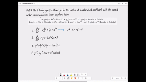 at-least-one-of-the-answers-above-is-not-correct-match-the-following-guess-solutions-y_p-for-the-method-of-undetermined-coefficients-with-the-second-order-nonhomogeneous-linear-equations-below-a-y_pxa