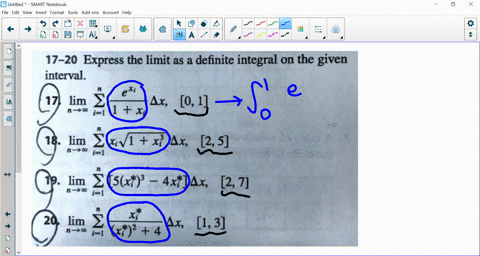17-20-express-the-limit-as-a-definite-integral-on-the-given-interval-ext-lim-ax-0-1-n-0-il-1-xi-lim-2-xiv1-x-ax-25-n-0-lim-2-s6t-4xfax-2-7-n-0-lim-2vyzas-13-n-0-65541