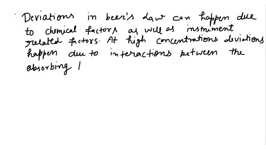 SOLVED Using excel, draw Beer's law graph with its deviations.