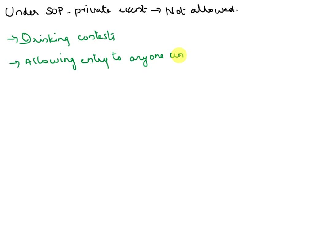 SOLVED What is not allowed under a Special Occasion Permit (SOP) for a