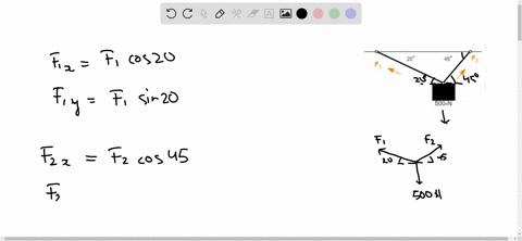consider-a-500-n-weight-suspended-by-two-wires-as-shown-in-the-figure-find-the-magnitude-and-components-of-the-force-vectors-f1-and-fz-500-n-iv-d-round-the-final-answer-to-one-decimal-place-79816