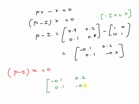 Find the steady state vector for the matrix below 07 01 01 p...