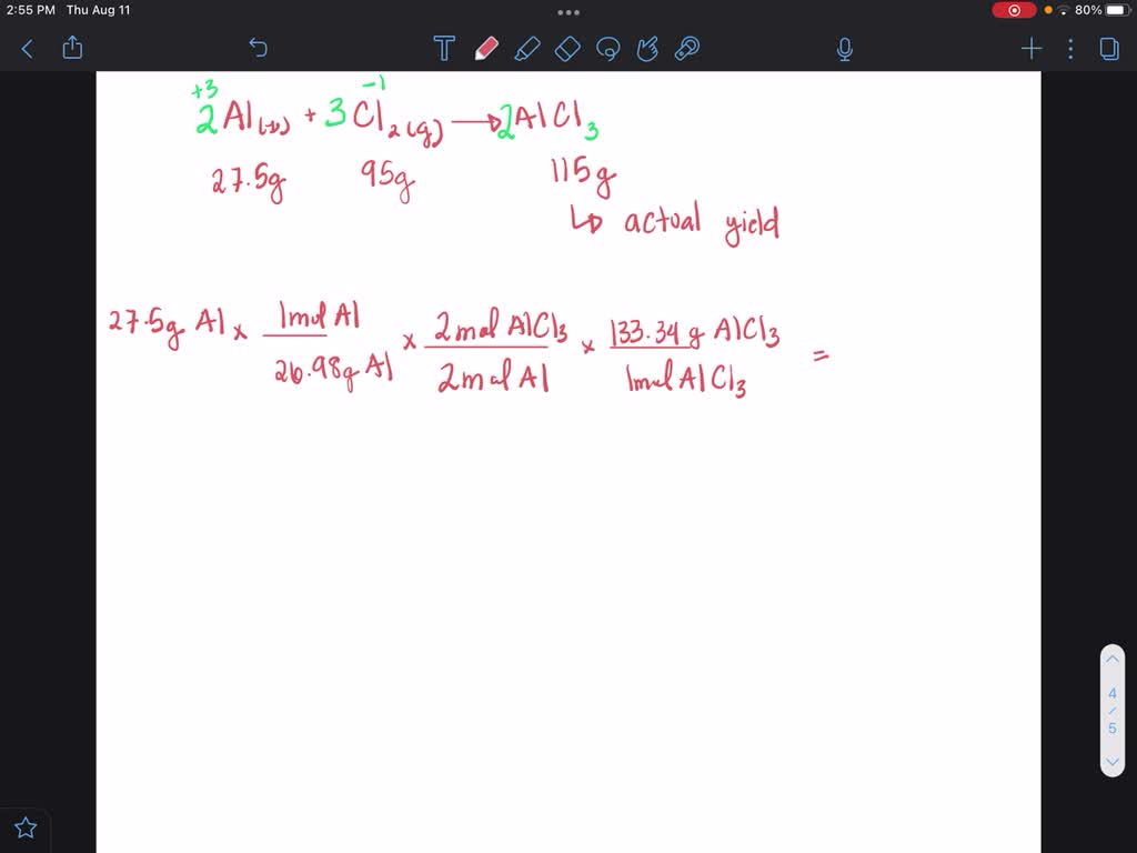 SOLVED You react aluminum metal with chlorine gas and make 115g of
