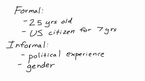 list-two-formal-and-two-informal-qualifications-for-a-member-of-congress-today-not-40-or-50-years-ago-do-you-think-the-informal-qualifications-for-education-and-occupation-help-make-an-effec-74021