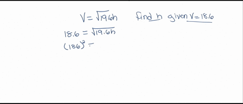 the-equation-v196h-gives-the-speed-at-impact-v-metres-per-second-of-an-object-dropped-from-a-height-of-h-metres-from-what-height-must-an-object-be-dropped-to-impact-the-ground-at-a-speed-of-186-ms