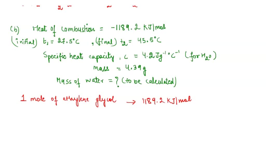 SOLVED The heat of combustion of liquid ethylene glycol C2H6O2