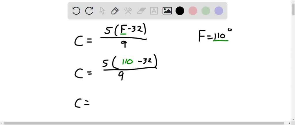 Solved 5 Use the formula C = (F-32) for conversion between