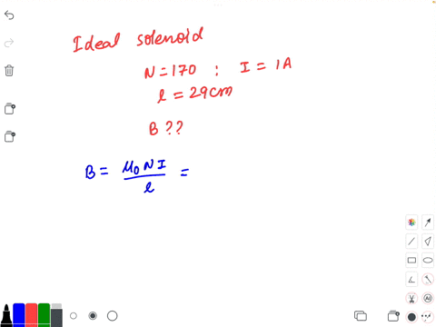 an-ideal-solenoid-having-170-turns-and-carrying-a-current-of-1-a-is-29-cm-long-what-is-the-magnitude-of-the-magnetic-field-at-the-center-of-the-solenoid-po-4n-10-7-t-ma-use-t-314-express-ans-98938