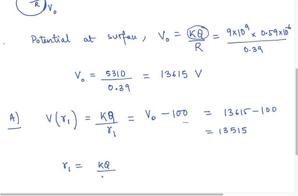 SOLVED A metal sphere of radius 0.39 m carries a charge 0.59 μC
