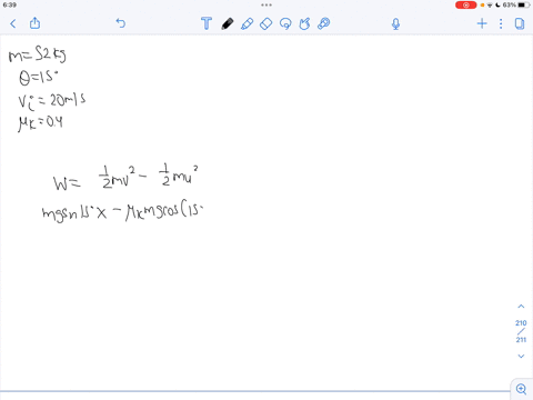 a-52-kg-box-lying-on-the-surface-of-a-15-degree-inclined-plane-is-pushed-down-the-inclined-surface-the-initial-velocity-of-the-box-and-the-coefficient-of-kinetic-friction-are-known-to-be-20-24464